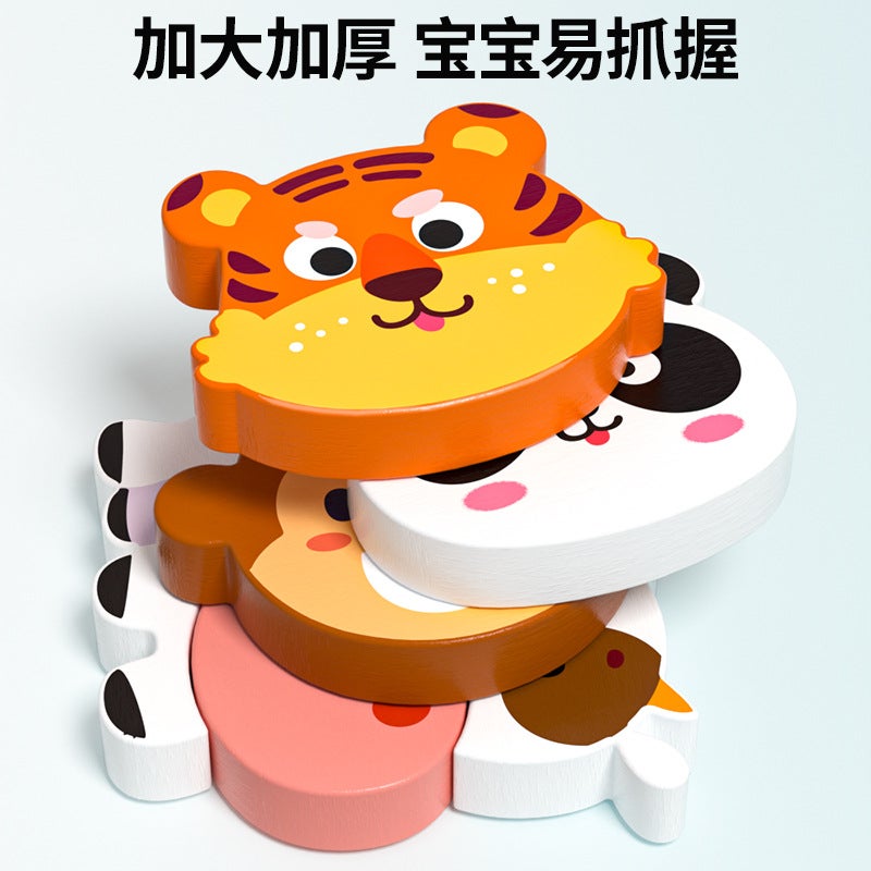 Montessori Early Childhood Educational Wooden Puzzle Baby Children Animal Puzzle 0-3 Years Old Shape Matching Gift Toy - Image 4